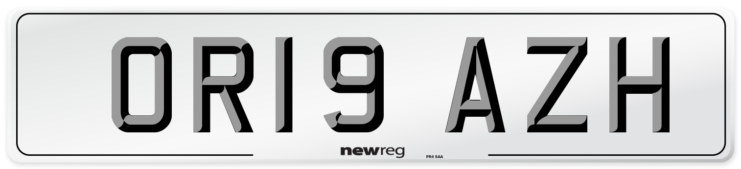 OR19 AZH Number Plate from New Reg